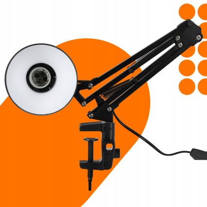 Lampada da tavolo con morsetto 1xE27/60W/230V nera