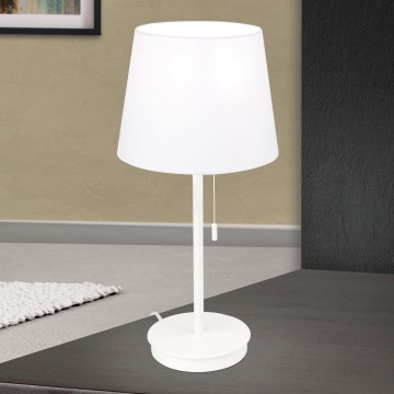 Lampada da tavolo con porta USB LUDWIG 1xE27/40W/230V 50 cm bianco