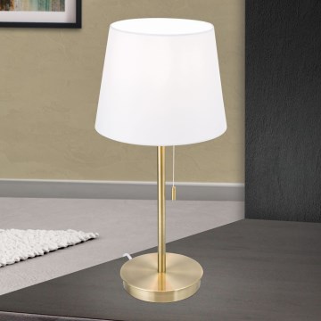 Lampada da tavolo con porta USB LUDWIG 1xE27/40W/230V 50 cm bianco/oro