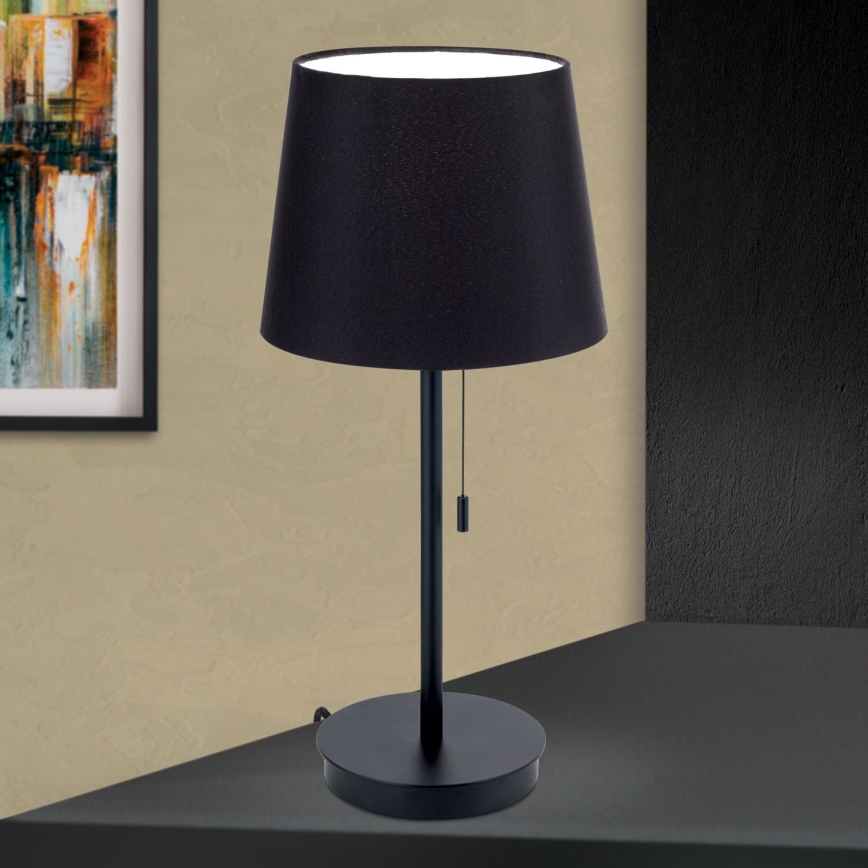 Lampada da tavolo con porta USB LUDWIG 1xE27/40W/230V 50 cm nero