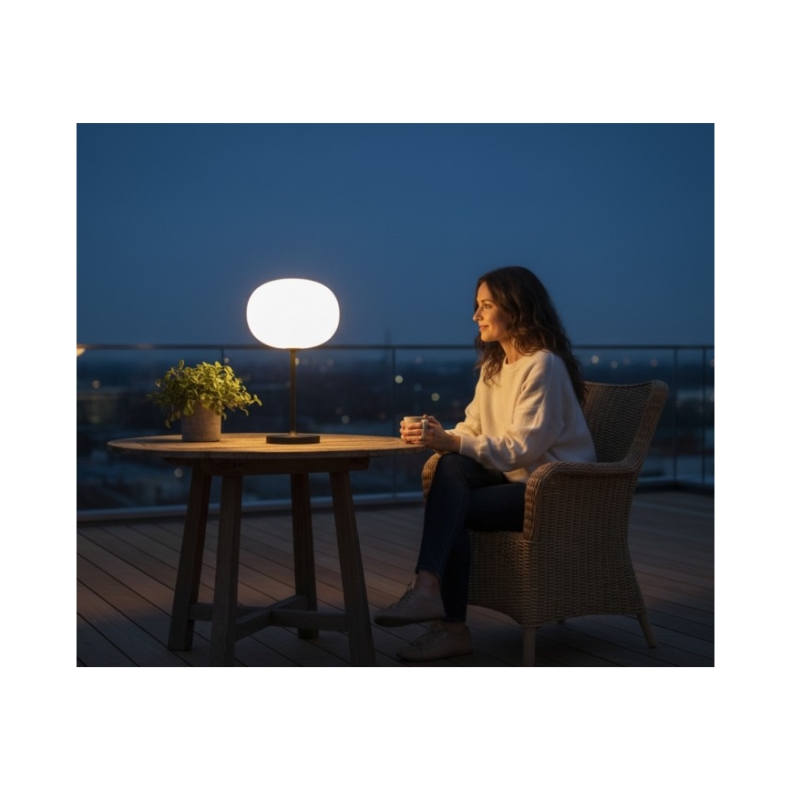 Lampada da tavolo ricaricabile dimmerabile per esterni a LED VENEZIA LED/2W/5V 2700K IP54 4000 mAh nero