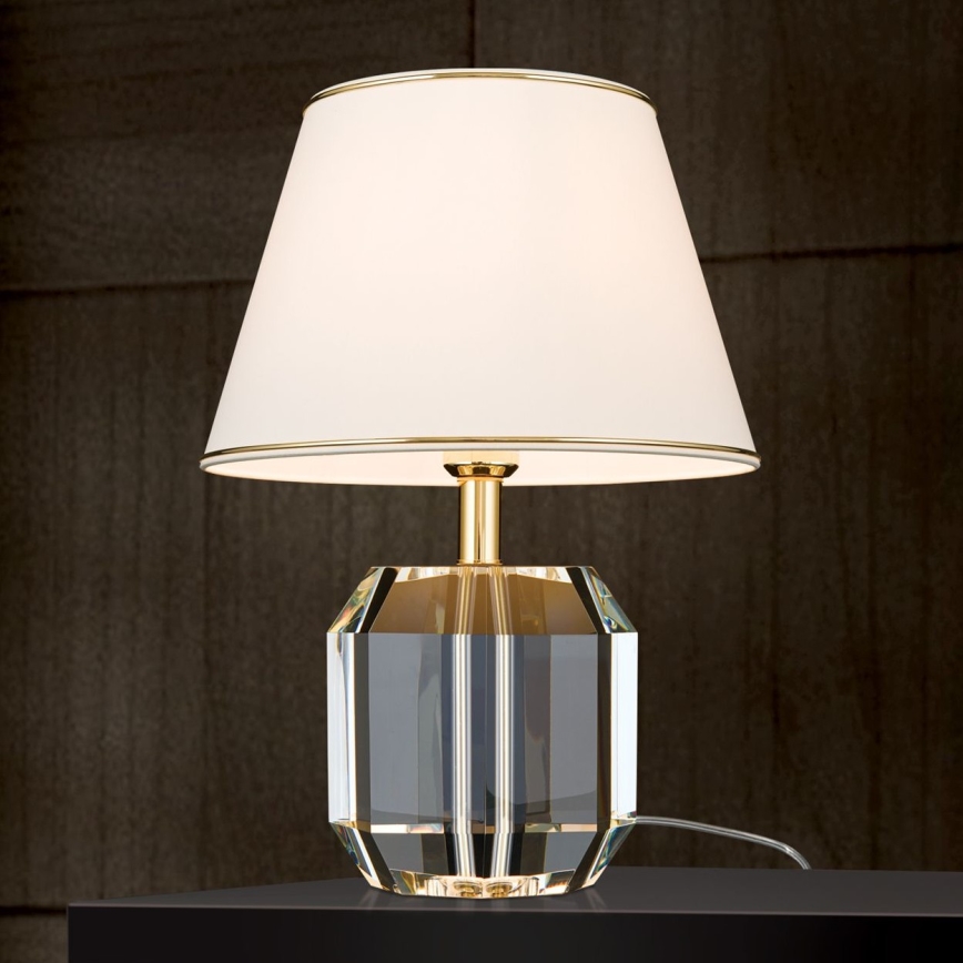Lampada da tavolo di cristallo ALEXIS 1xE27/60W/230V color crema/oro/limpido