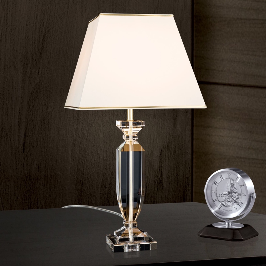 Lampada da tavolo di cristallo POKAL 1xE27/60W/230V color crema/limpido