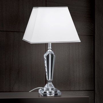 Lampada da tavolo di cristallo VERONIQUE 1xE27/60W/230V bianco/cromo