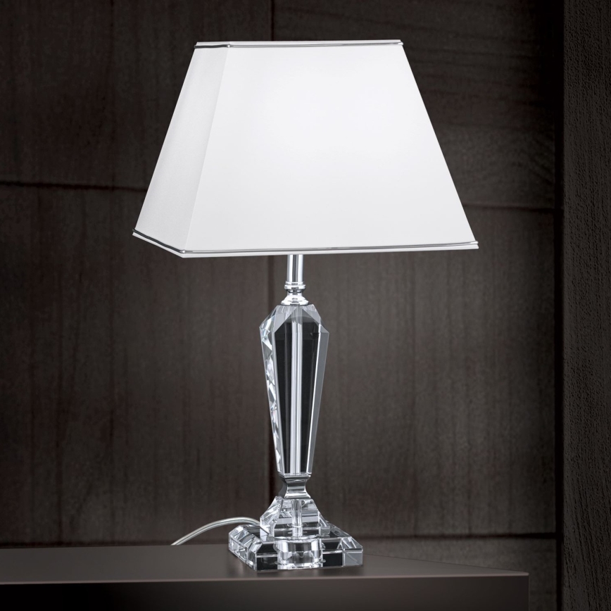 Lampada da tavolo di cristallo VERONIQUE 1xE27/60W/230V bianco/cromo