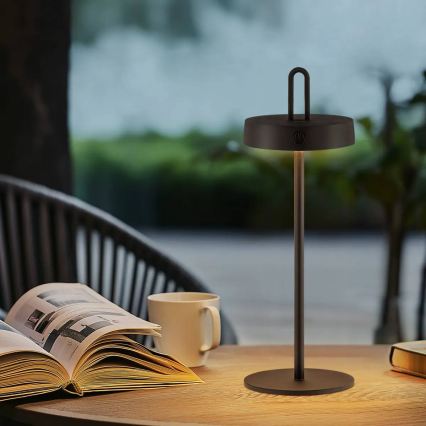 Lampada da tavolo per esterni LED dimmerabile, ricaricabile e a sfioramento SHINE LED/1,5W/3,7V 3000 mAh IP44 nera