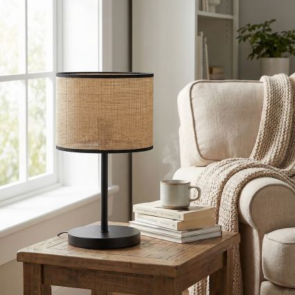 Lampada da tavolo ECO 1xE27/15W/230V beige/rattan