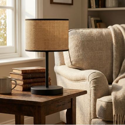 Lampada da tavolo ECO 1xE27/15W/230V beige/rattan