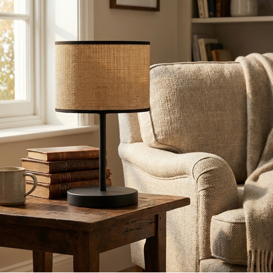 Lampada da tavolo ECO 1xE27/15W/230V beige/rattan