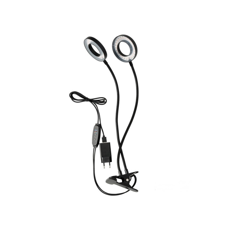 Lampada da tavolo flessibile a LED dimmerabile con clip per la coltivazione di piante VITARO 2xLED/4W/230V nero