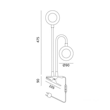 Lampada da tavolo flessibile a LED dimmerabile con clip per la coltivazione di piante VITARO 2xLED/4W/230V nero