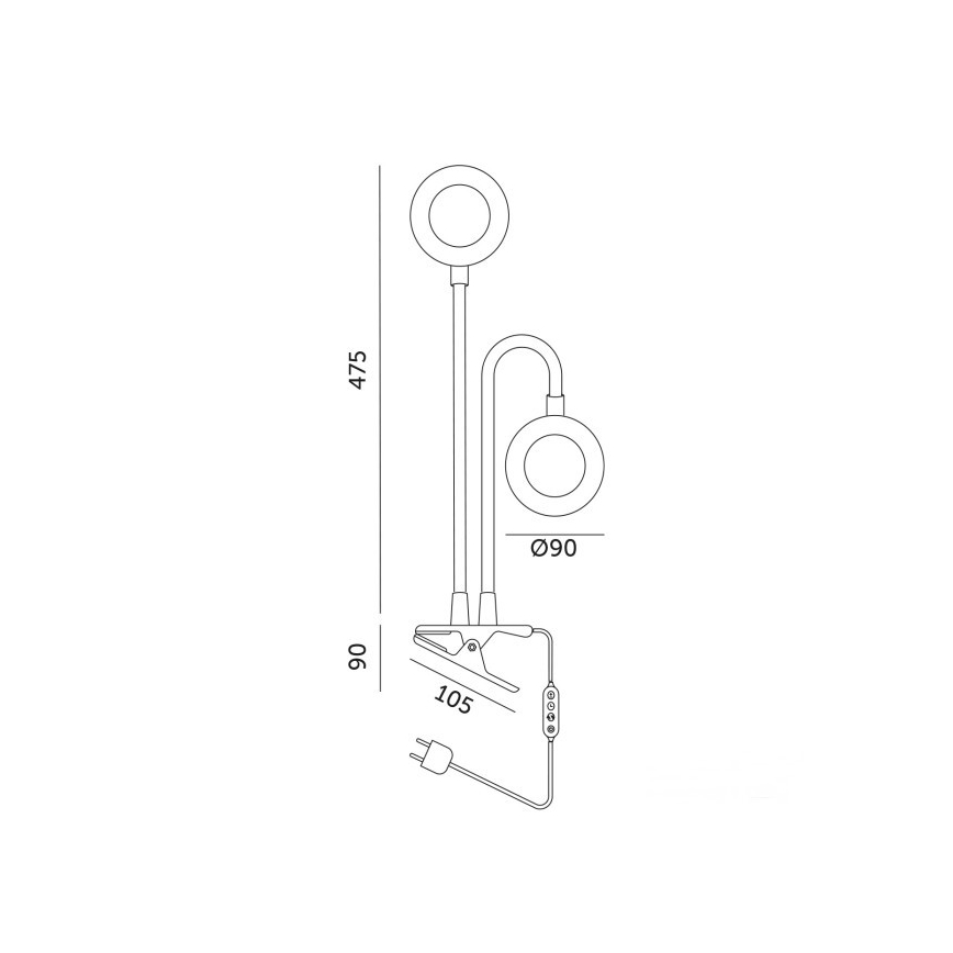 Lampada da tavolo flessibile a LED dimmerabile con clip per la coltivazione di piante VITARO 2xLED/4W/230V nero