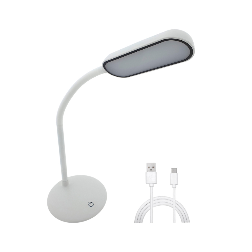 Lampada da tavolo flessibile a LED dimmerabile LED/6W/5V USB 1200 mAh bianco