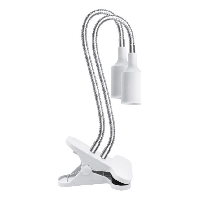 Lampada da tavolo flessibile con clip per coltivazione piante PLANTY 2xE27/30W/230V bianca