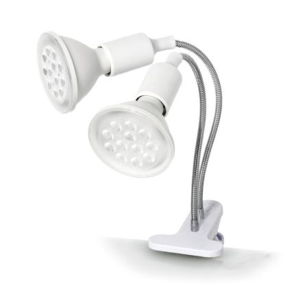 Lampada da tavolo flessibile con clip per coltivazione piante PLANTY 2xE27/30W/230V bianca