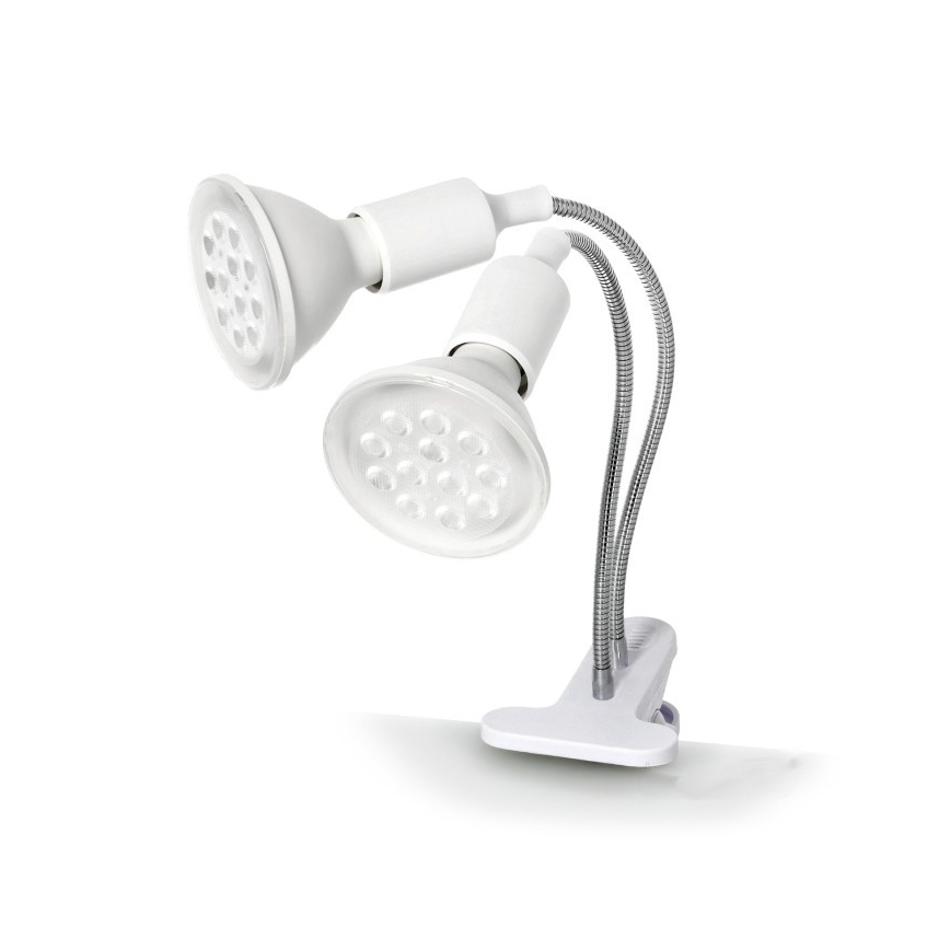 Lampada da tavolo flessibile con clip per coltivazione piante PLANTY 2xE27/30W/230V bianca