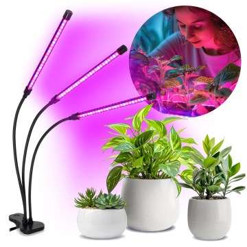 Lampada da tavolo flessibile dimmerabile a LED con clip per coltivazione piante VITARO 3xLED/10W/230V nero
