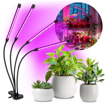Lampada da tavolo flessibile dimmerabile a LED con clip per coltivazione piante VITARO 4xLED/10W/230V nero