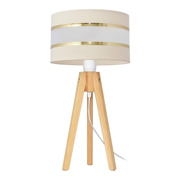 Lampada da tavolo HELEN 1xE27/15W/230V color crema/oro/pino