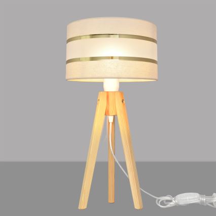 Lampada da tavolo HELEN 1xE27/15W/230V color crema/oro/pino