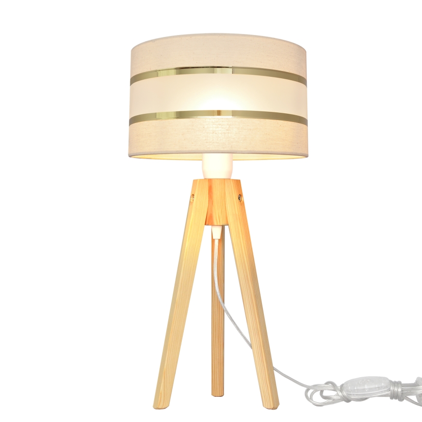 Lampada da tavolo HELEN 1xE27/15W/230V color crema/oro/pino