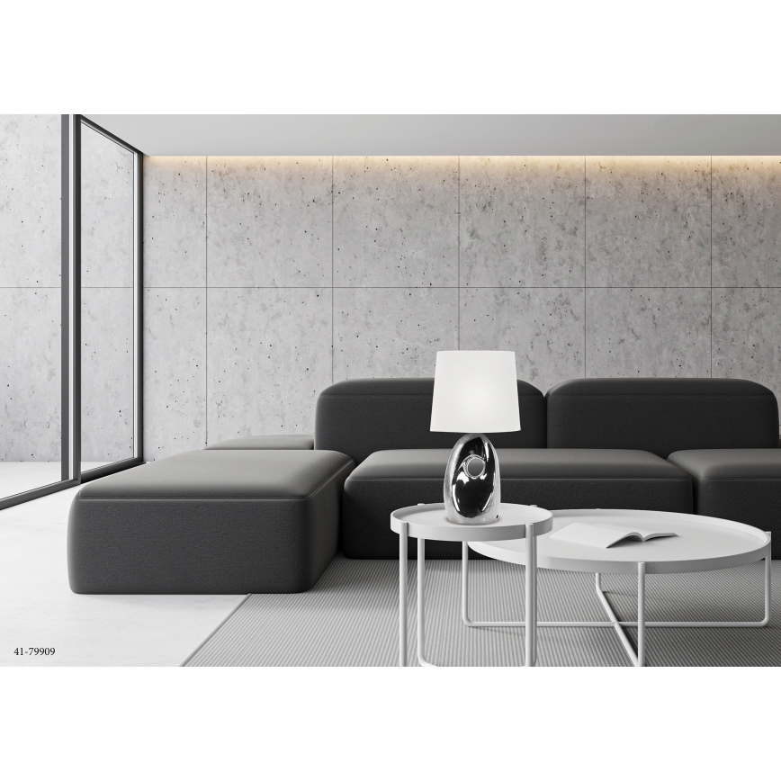 Lampada da tavolo HIERRO 1xE27/60W/230V bianco/cromo lucido