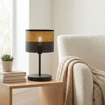 Lampada da tavolo KARBON 1xE27/15W/230V nero/marrone