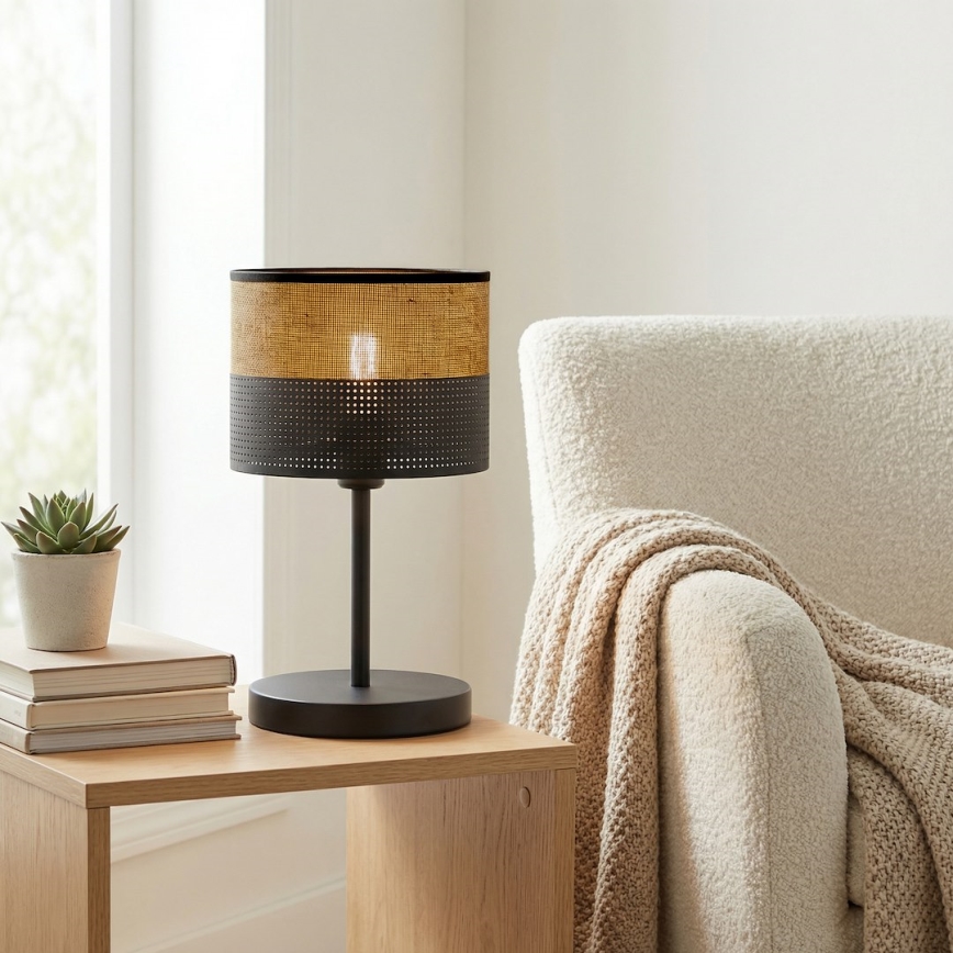 Lampada da tavolo KARBON 1xE27/15W/230V nero/marrone