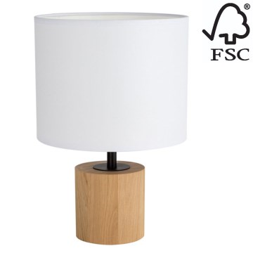 Lampada da tavolo KRETA 1xE27/25W/230V pino/bianco- certificato FSC