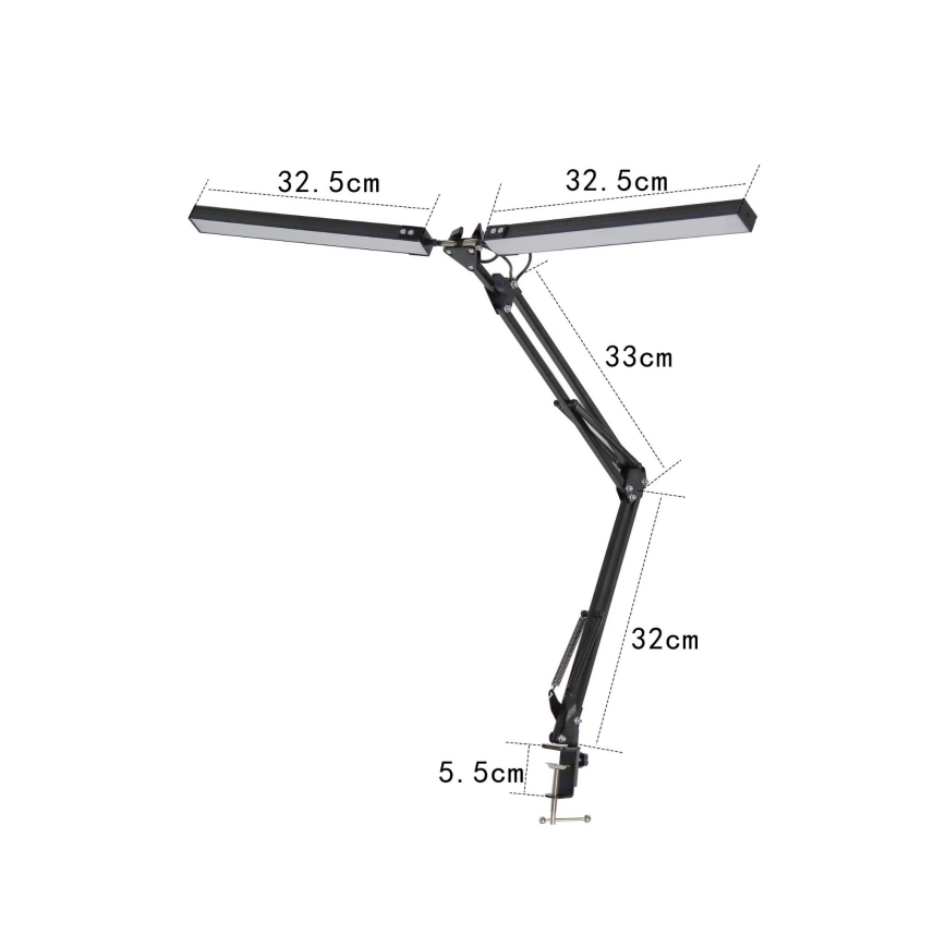 Lampada da tavolo LED con morsetto 2xLED/10W/230V 2800-6800K