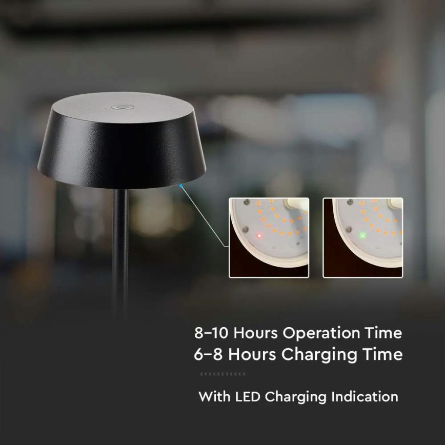 Lampada da tavolo LED da esterno dimmerabile touch LED/2W/5V 4400 mAh IP54 nera