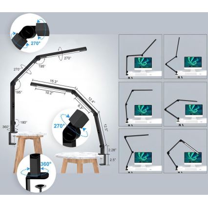 LED Dimmerabile touch flexible lampada da tavolo LED/12W/230V 3000/4000/5000/6500K CRI 92 nero