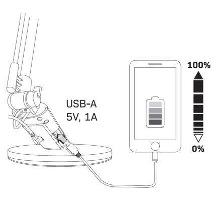 Lampada da tavolo LED dimmerabile con funzione Touch OPTIMUM LED/7W/230V USB 3000/4000/6000K argento