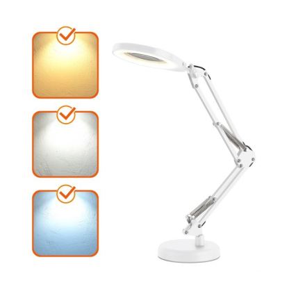 Lampada da tavolo dimmerabile a LED con lente d'ingrandimento 2 in 1 AURIQ LOUPE LED/10W/5V 3000/4000/6500K bianca