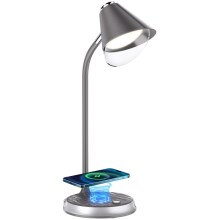 Lampada da tavolo LED dimmerabile con ricarica wireless	 FINCH LED/9W/12/230V grigio/cromo