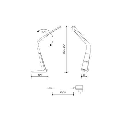 Lampada da tavolo LED dimmerabile con ricarica wireless e sensore di movimento LORD EVO LED/8W/230V 3000K/4500K/6000K bianco