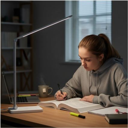 Lampada da tavolo LED dimmerabile con ricarica wireless Qi NOBLITE Q LED/7W/230V 3000/4000/6500K bianco