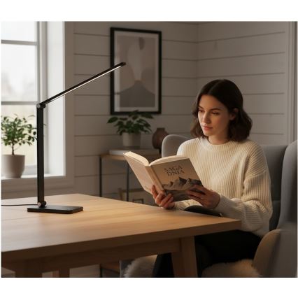 Lampada da tavolo LED dimmerabile con ricarica wireless QI NOBLITE Q LED/7W/230V 3000/4000/6500K nera
