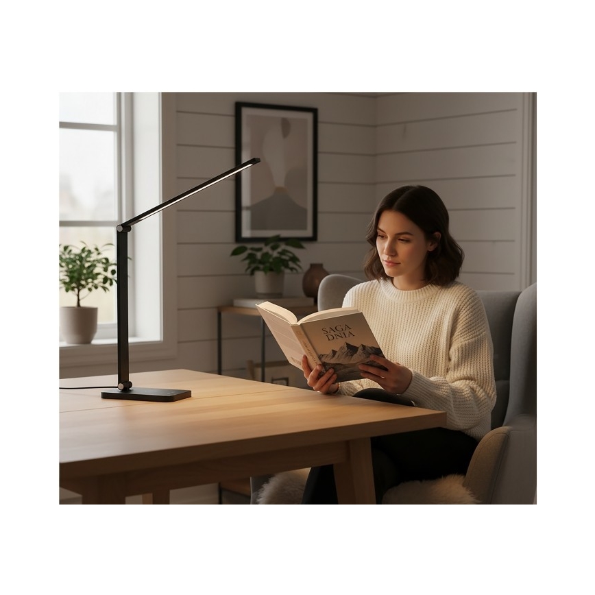 Lampada da tavolo LED dimmerabile con ricarica wireless QI NOBLITE Q LED/7W/230V 3000/4000/6500K nera