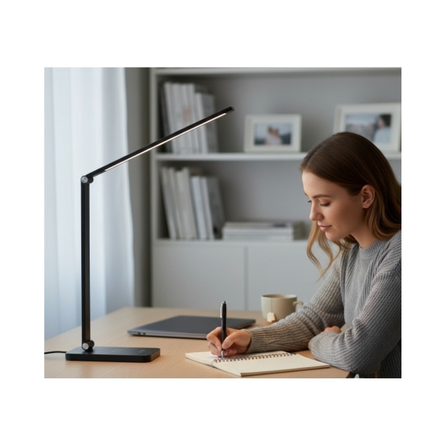 Lampada da tavolo LED dimmerabile con ricarica wireless QI NOBLITE Q LED/7W/230V 3000/4000/6500K nera