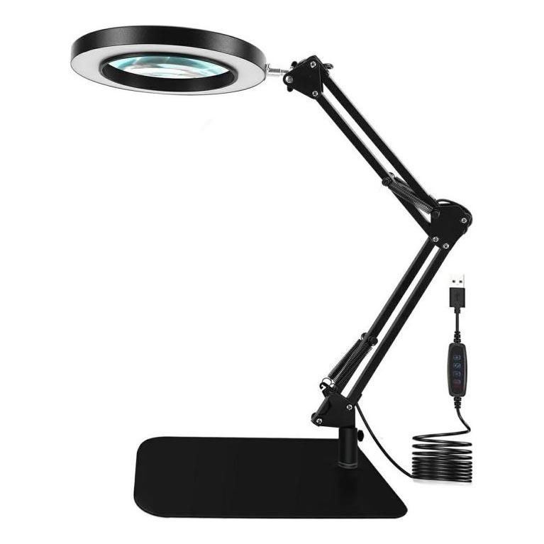 Lampada da tavolo LED dimmerabile con una lente d'ingrandimento LED/11W/5V 3000-6000K nero