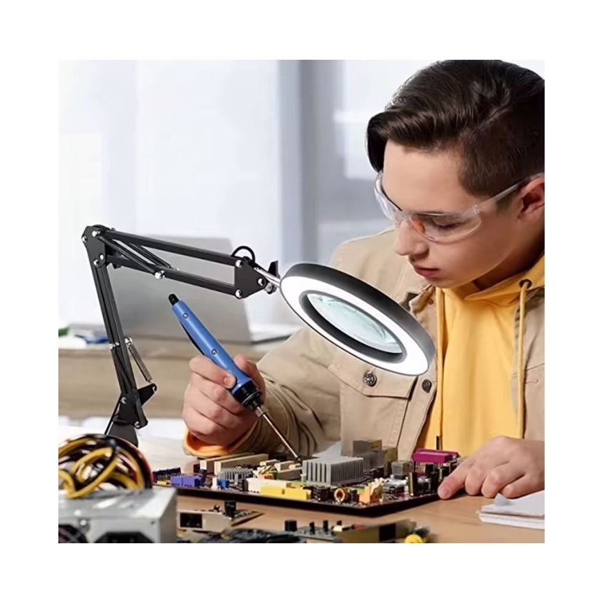Lampada da tavolo LED dimmerabile con una lente d'ingrandimento LED/11W/5V 3000-6000K nero
