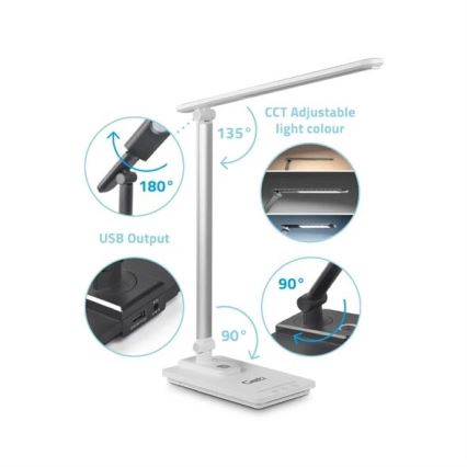 Lampada da tavolo LED dimmerabile con USB LED/9W/230V 3000K/4000K/5500K bianco