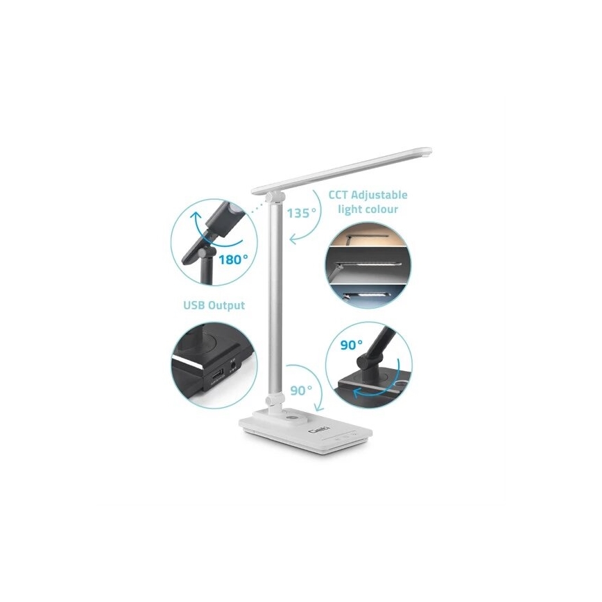 Lampada da tavolo LED dimmerabile con USB LED/9W/230V 3000K/4000K/5500K bianco