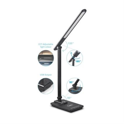 Lampada da tavolo LED dimmerabile con USB LED/9W/230V 3000K/4000K/5500K nero