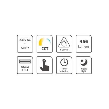 Lampada da tavolo LED dimmerabile con USB LED/9W/230V 3000K/4000K/5500K nero