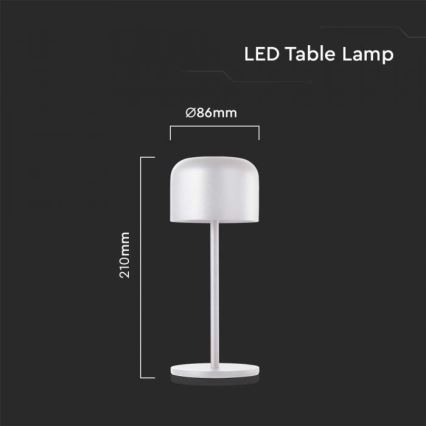 LED Lampada da tavolo touch ricaricabile e dimmerabile LED/1,5W/5V 2700-5700K IP54 2200 mAh bianco