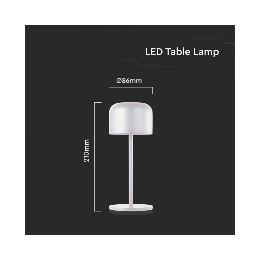 LED Lampada da tavolo touch ricaricabile e dimmerabile LED/1,5W/5V 2700-5700K IP54 2200 mAh bianco