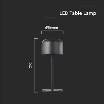 LED Lampada da tavolo touch ricaricabile e dimmerabile LED/1,5W/5V 2700-5700K IP54 2200 mAh nero