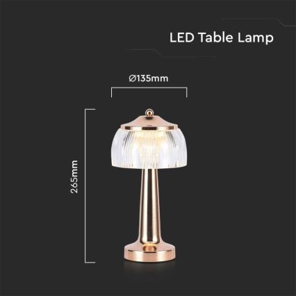 LED Lampada da tavolo touch ricaricabile e dimmerabile LED/1W/5V 3000-6000K 1800 mAh Oro rosa